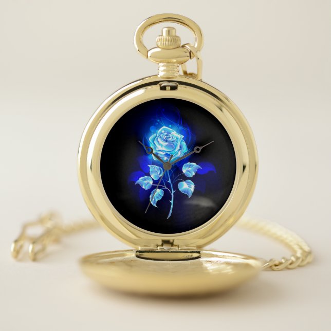 Burning Blue Rose Pocket Watch (Inside)