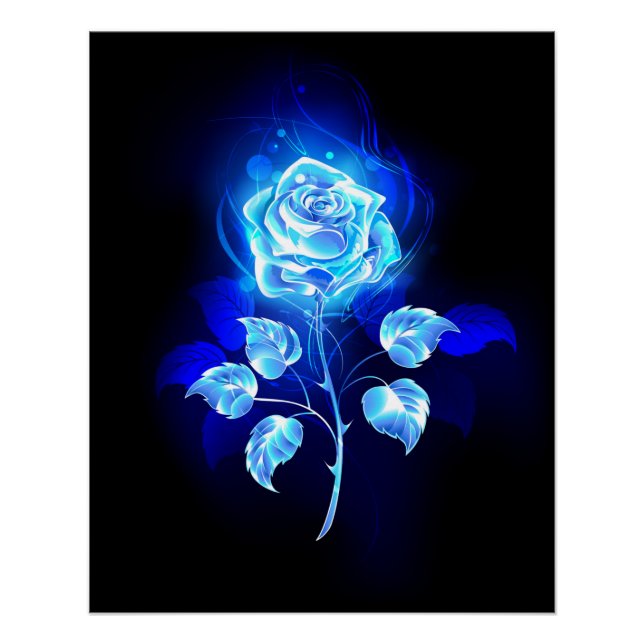 Burning Blue Rose Poster (Front)