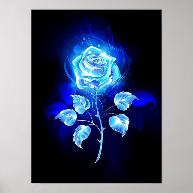 Burning Blue Rose Poster (Front)