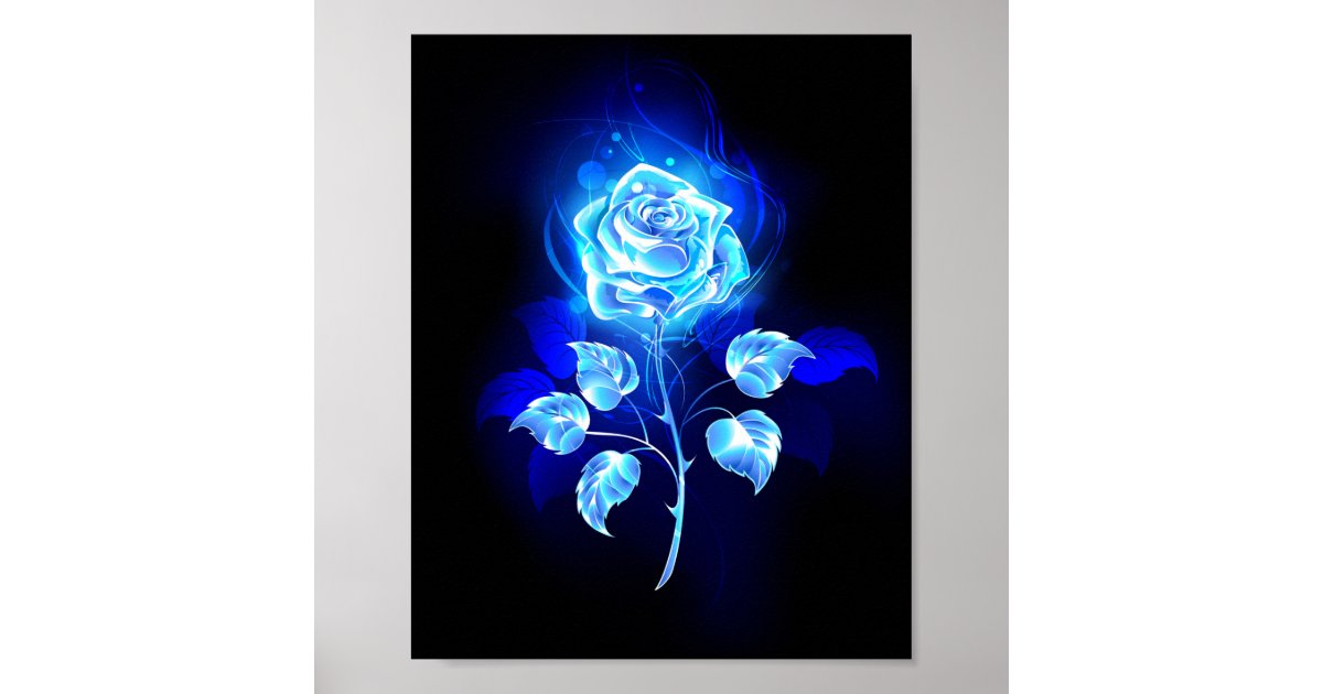 Burning Blue Rose Poster | Zazzle