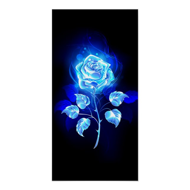 Burning Blue Rose Poster (Front)