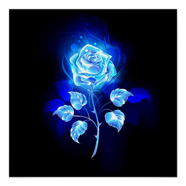 Burning Blue Rose Poster (Front)