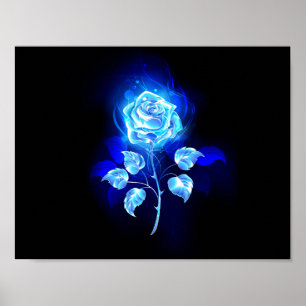 Burning Blue Rose Poster