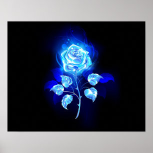 Burning Blue Rose Poster
