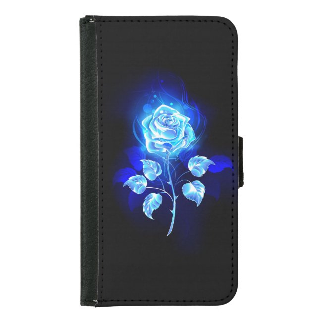 Burning Blue Rose Samsung Galaxy Wallet Case (Front)