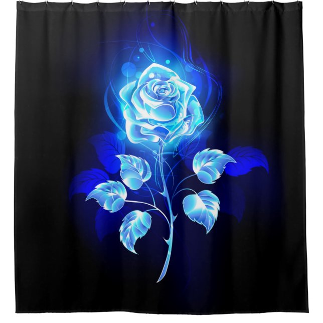 Burning Blue Rose Shower Curtain (Front)