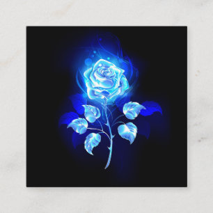 Burning Blue Rose Square Business Card