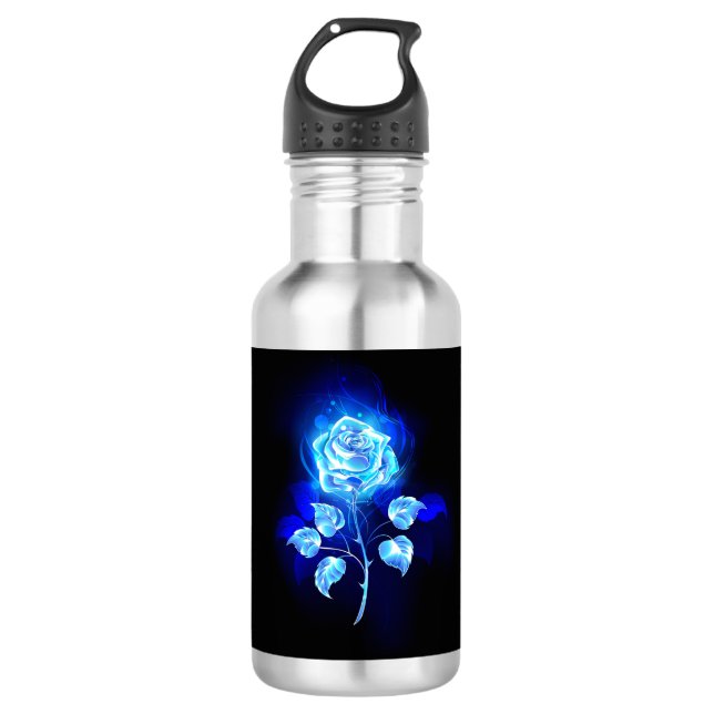 Burning Blue Rose Stainless Steel Water Bottle (Front)