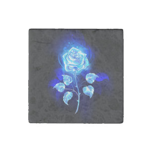 Burning Blue Rose Stone Magnet
