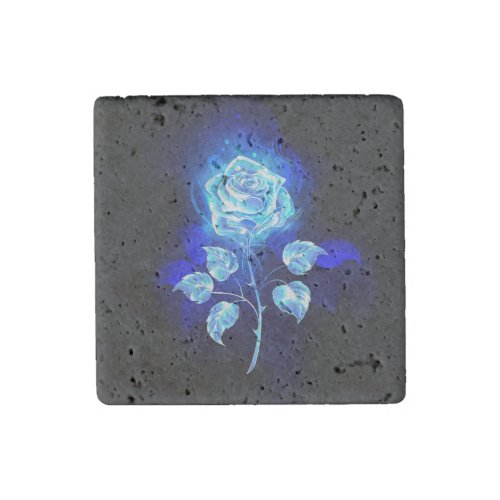 Burning Blue Rose Stone Magnet