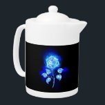 Burning Blue Rose Teapot<br><div class="desc">Blooming,  abstract rose from blue flame on black background. Fire rose.</div>