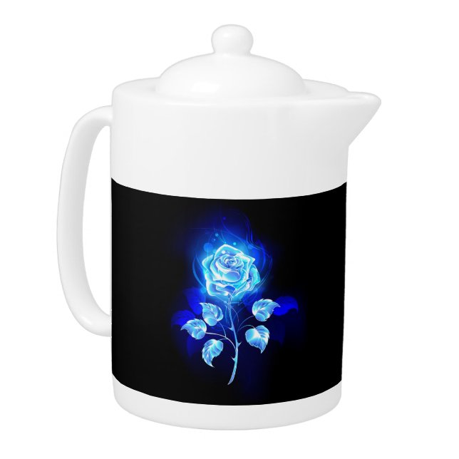 Burning Blue Rose Teapot (Left)
