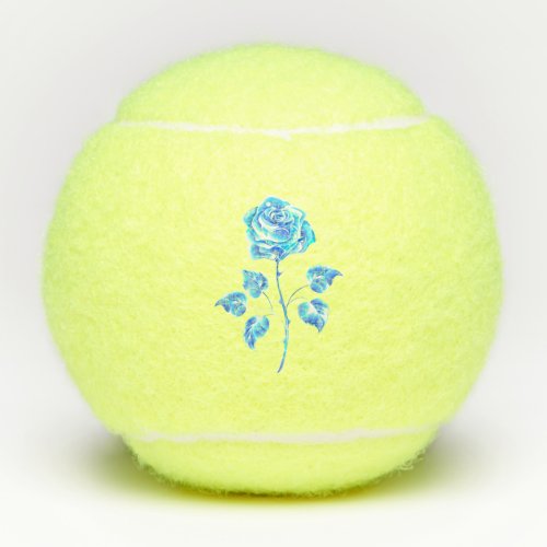 Burning Blue Rose Tennis Balls