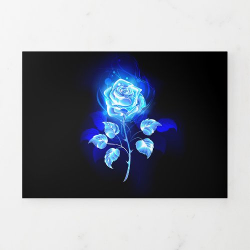 Burning Blue Rose Tri_Fold Card