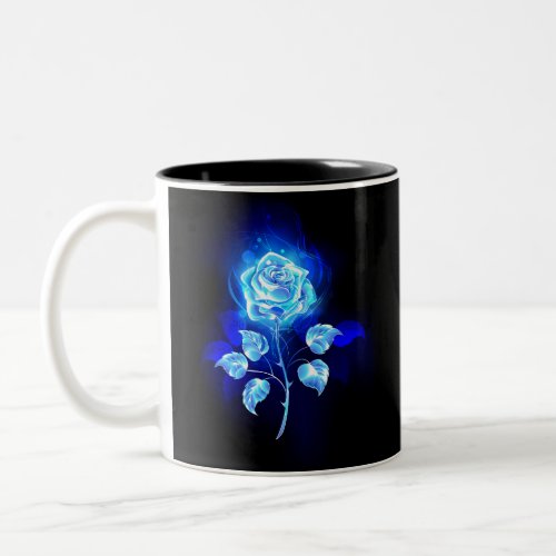 Burning Blue Rose Two_Tone Coffee Mug