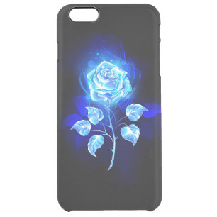 Burning Blue Rose Clear iPhone 6 Plus Case
