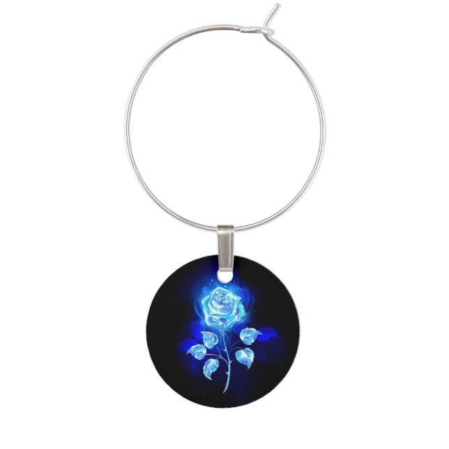 Burning Blue Rose Wine Charm (Front)