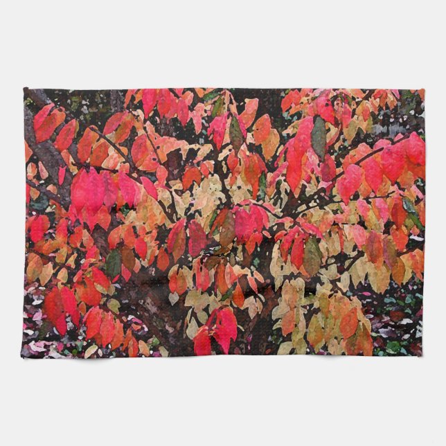 Burning Bush Abstract Kitchen Towel (Horizontal)