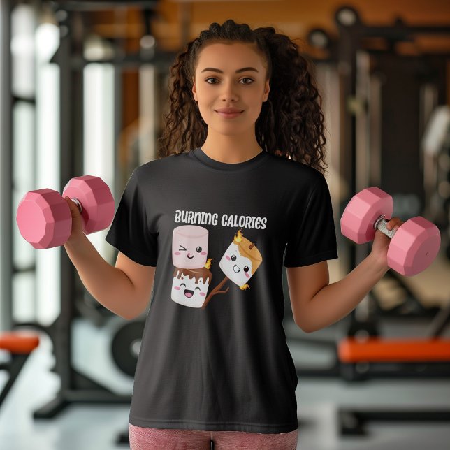 Burning Calories Marshmallow Meme T-Shirt ( Style up with this awesome shirt featuring three little marshmallows roasting.)
