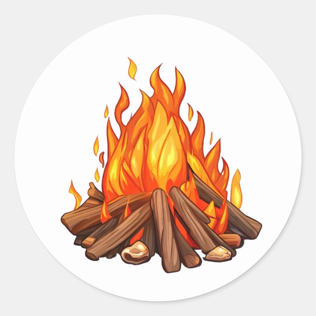 Burning Camp Fire Classic Round Sticker (Front)