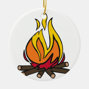 Burning Campfire Ceramic Ornament