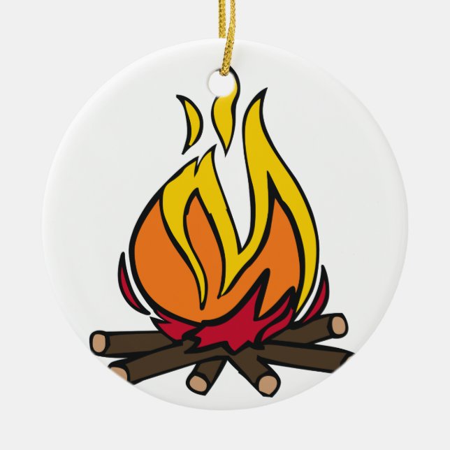 Burning Campfire Ceramic Ornament (Front)