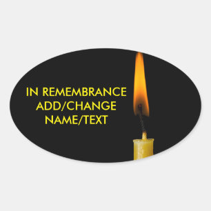 Burning Candle And Your Text Oval Sticker