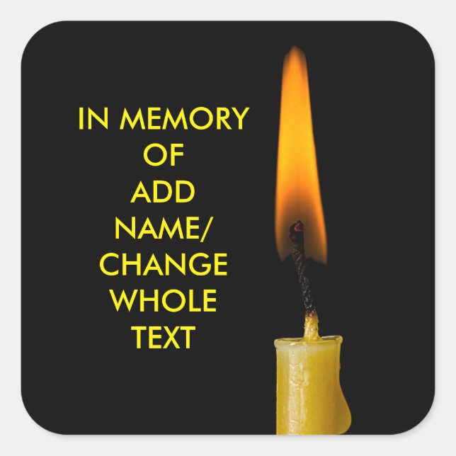 Burning Candle And Your Text Square Sticker (Front)
