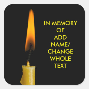 Burning Candle And Your Text Ver. 2 Square Sticker
