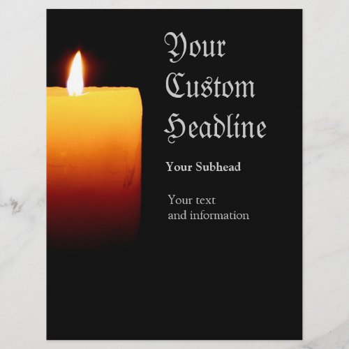 Burning Candle on Black with Custom Text Flyer