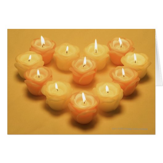 Burning candles arranged in a heart shape cards (Front Horizontal)