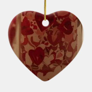 Burning Candles for Valentines Day Tree Ceramic Ornament