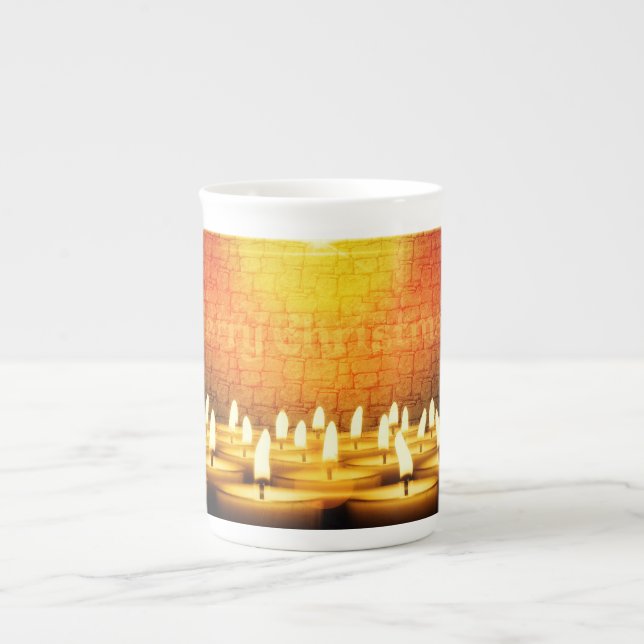 Burning candles - Merry Christmas Bone China Mug (Front)