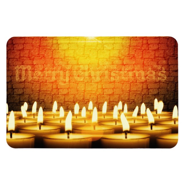 Burning candles - Merry Christmas Magnet (Horizontal)