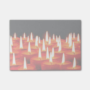 Burning candles post-it notes