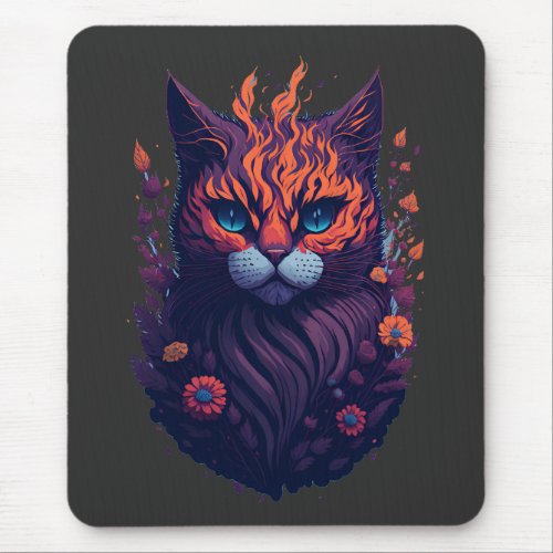 Burning Cat Mouse Pad