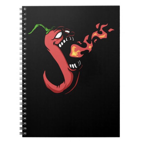 Burning Chili Flames Hot Barbecue Grill Notebook