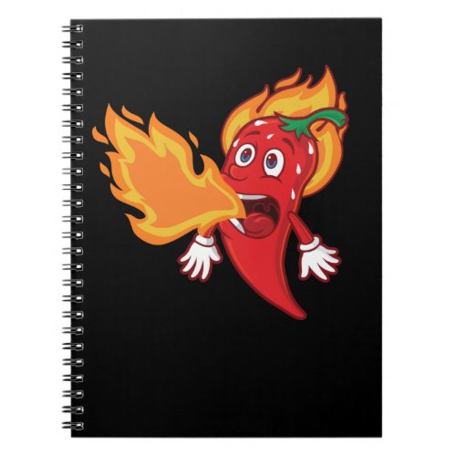 Burning Chili Hot Barbecue Grillling Flames Notebook