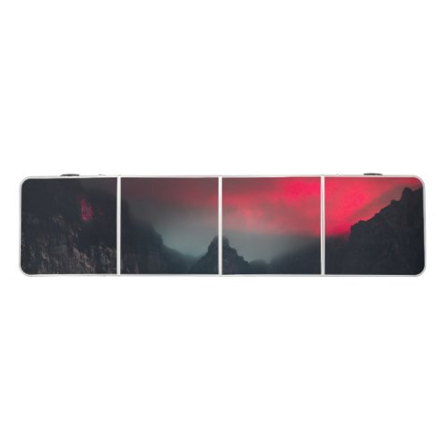Burning clouds fog and mountains beer pong table