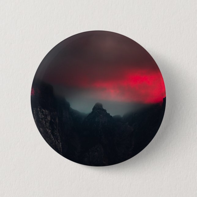 Burning clouds, fog and mountains button (Front)