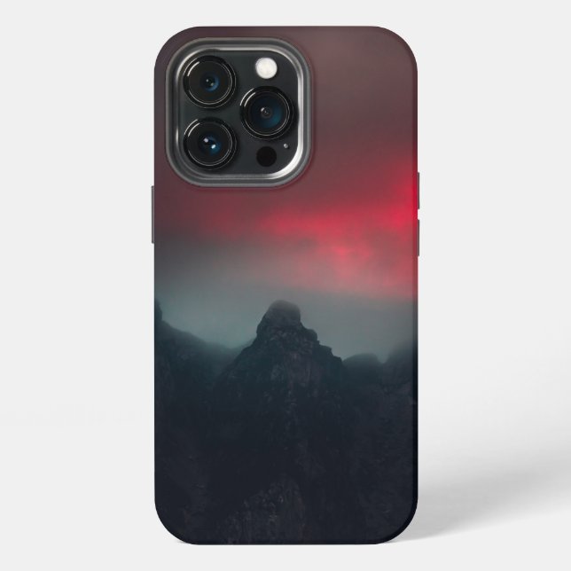 Burning clouds, fog and mountains iphone case (Back)
