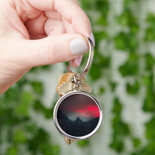 Burning clouds, fog and mountains keychain (Hand)