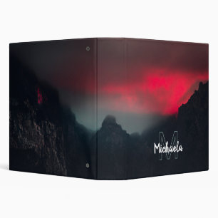 Burning clouds, fog and mountains monogram 3 ring binder