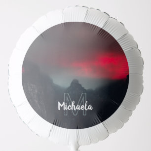 Burning clouds, fog and mountains monogram balloon