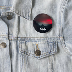 Burning clouds, fog and mountains monogram button