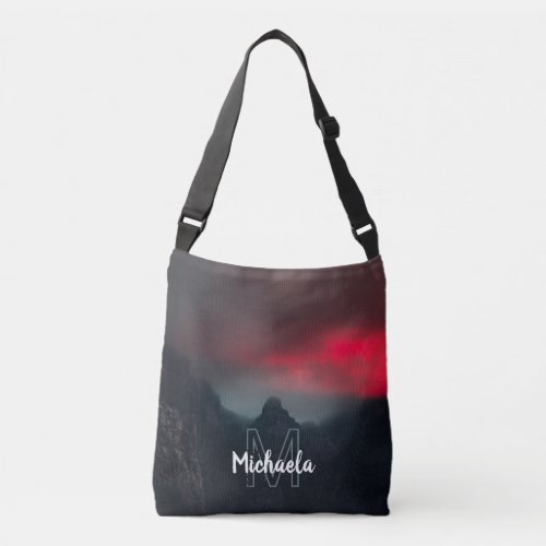 Burning clouds fog and mountains monogram crossbody bag