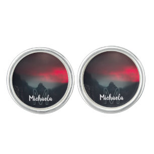 Burning clouds, fog and mountains monogram cufflinks