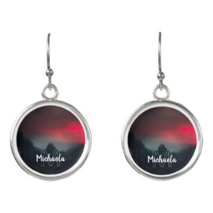 Burning clouds, fog and mountains monogram earrings