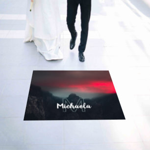 Burning clouds, fog and mountains monogram floor decals