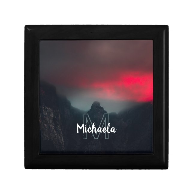 Burning clouds, fog and mountains monogram gift box (Front)